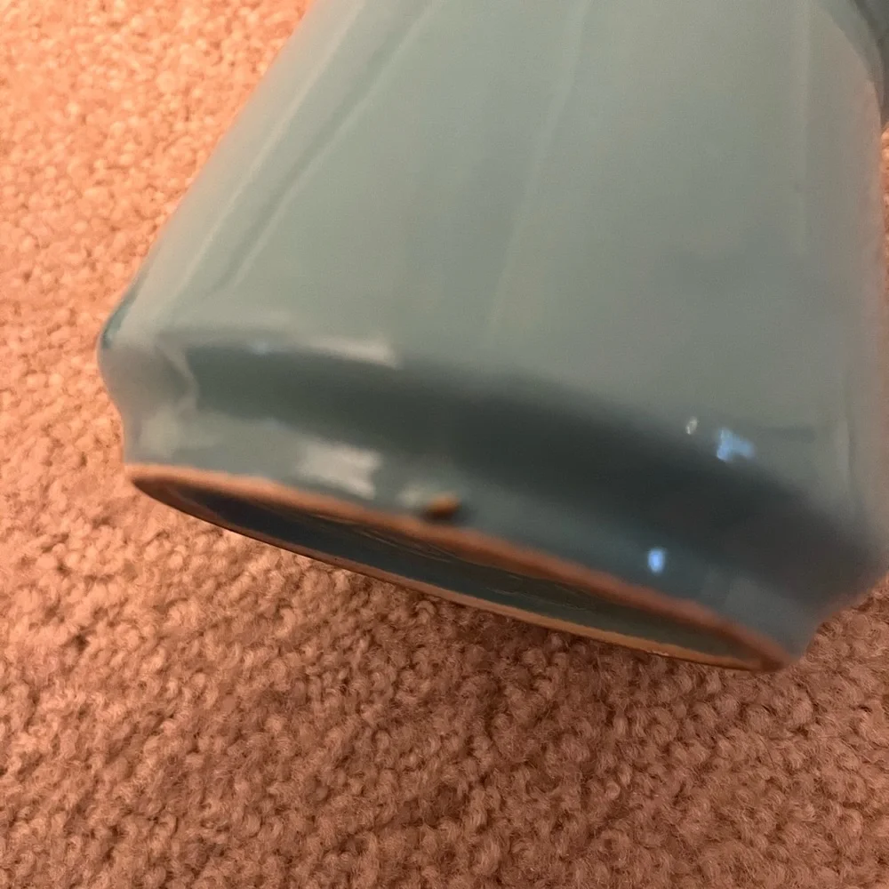 Vintage Crestone Turquoise with white drip edge sugar bowl with lid and spoon. - Picture 7 of 7
